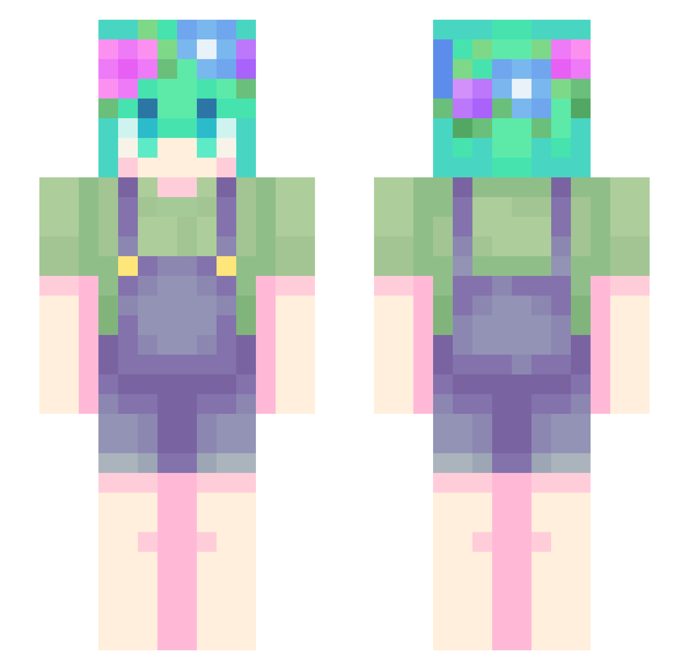 Lolo08 Minecraft skin, front and back view