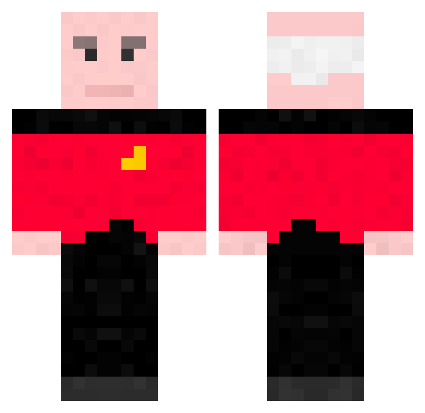 Looted Minecraft skin, front and back view