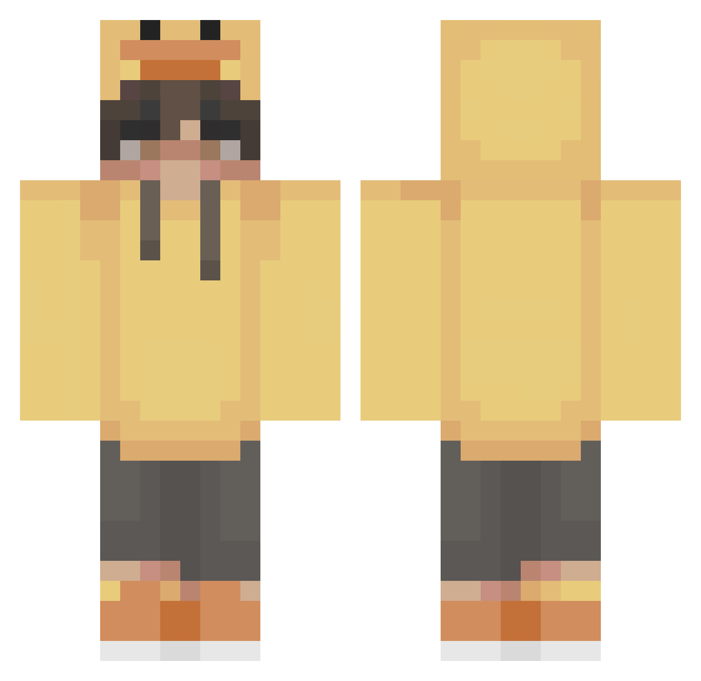 Taeming Minecraft skin, front and back view