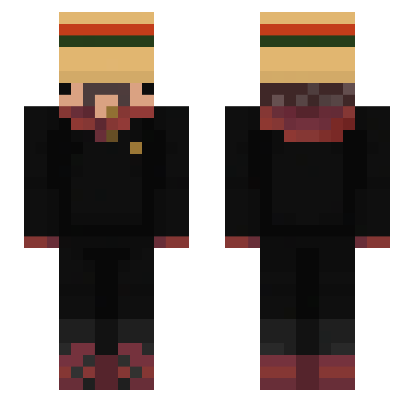 Codshi Minecraft skin, front and back view