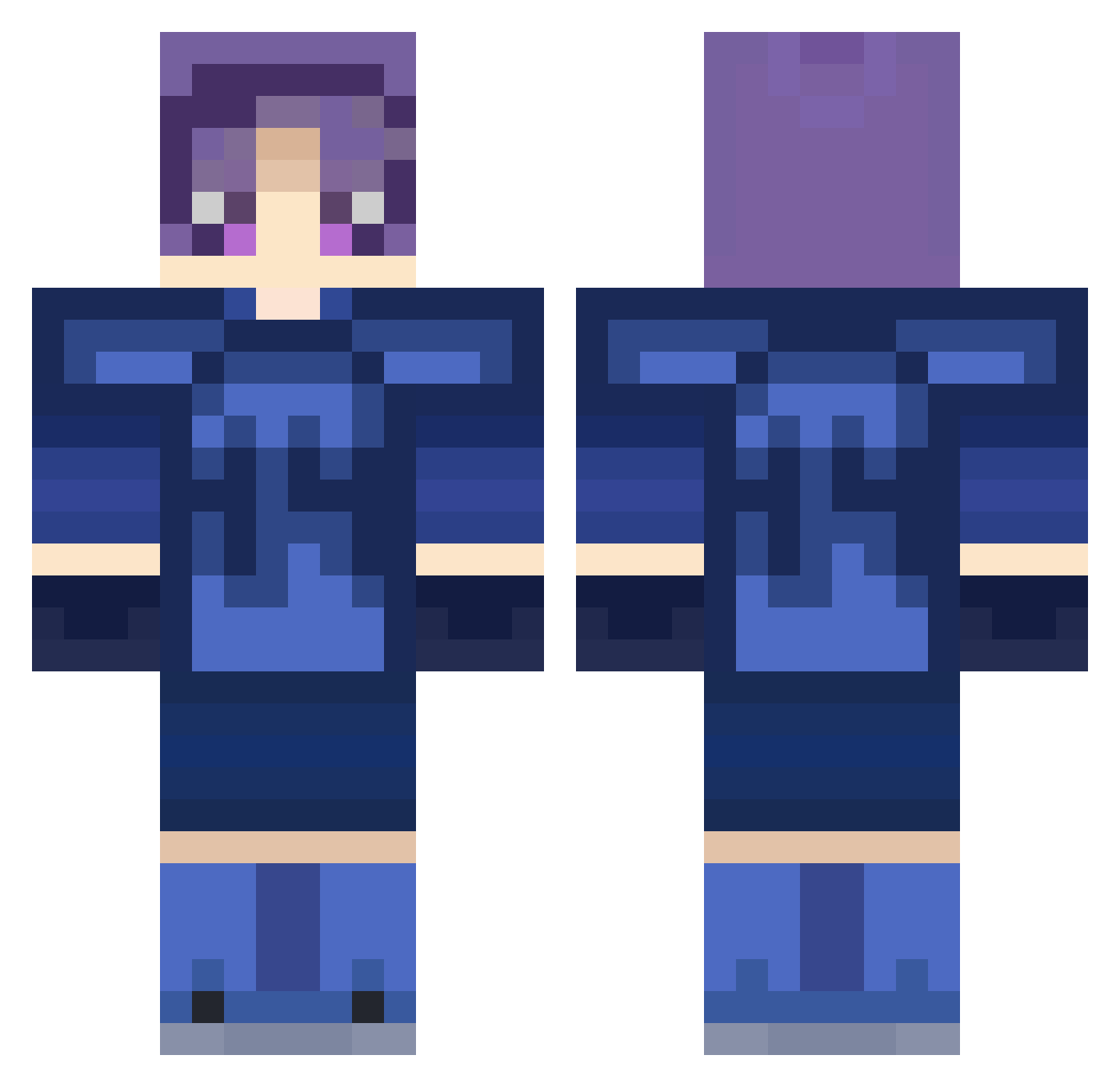 reolebg Minecraft skin, front and back view
