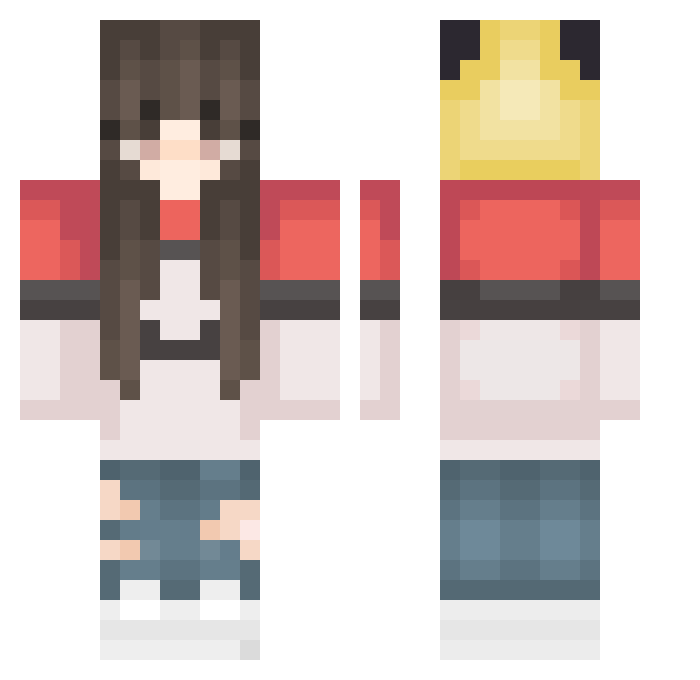 zReshiram Minecraft skin, front and back view
