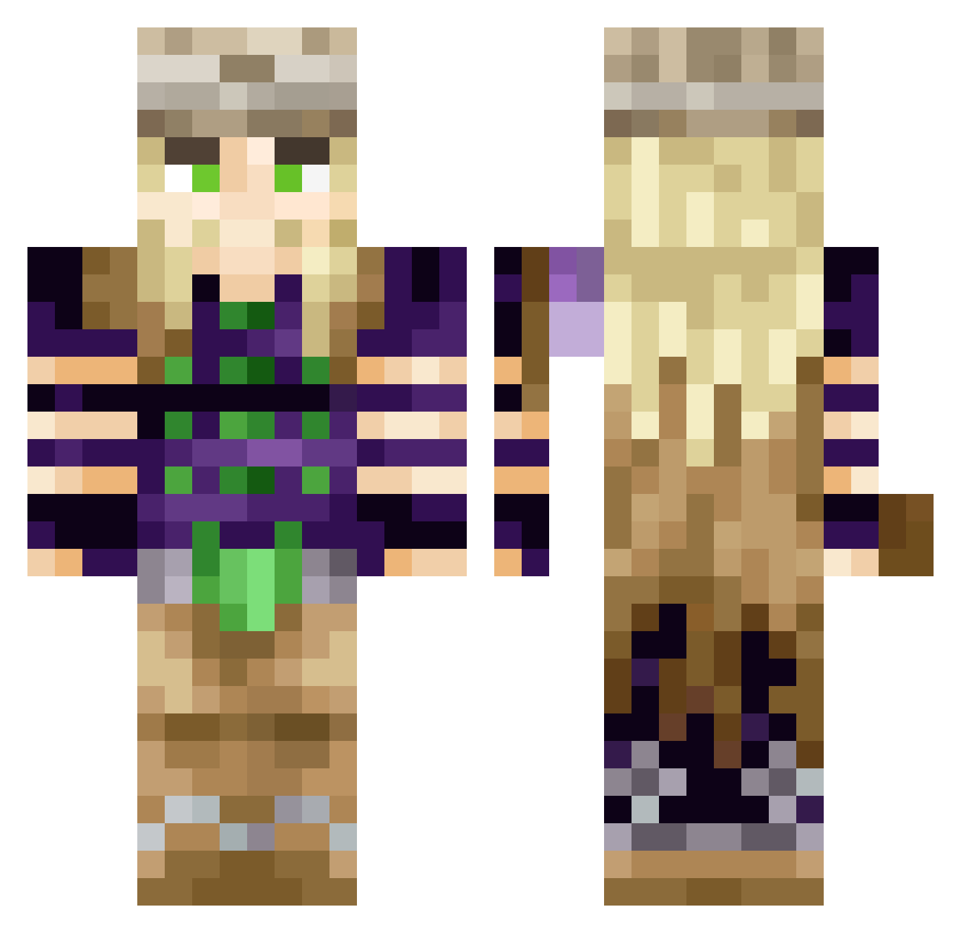 TiasHere Minecraft skin, front and back view