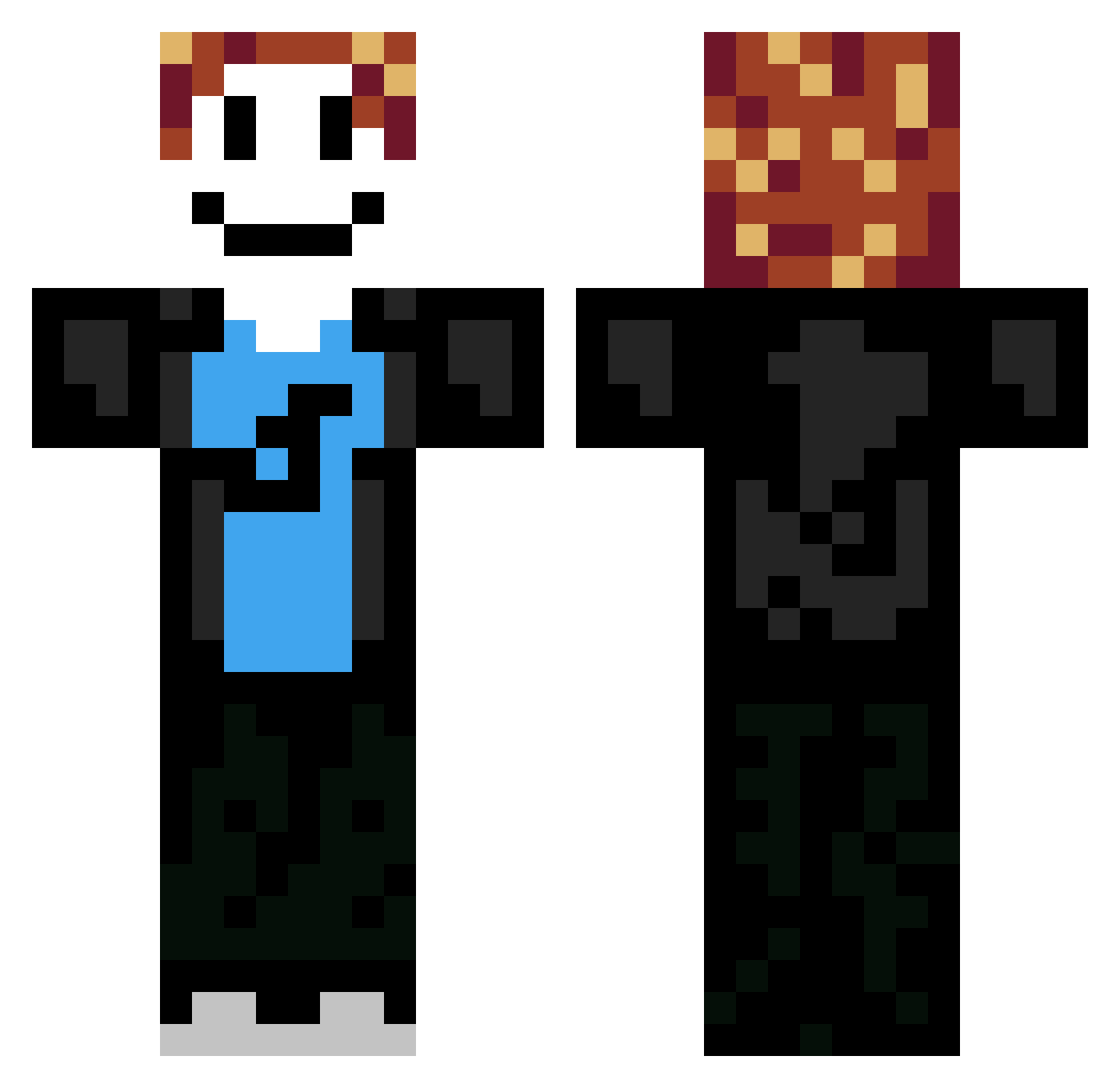 WoombaLord Minecraft skin, front and back view