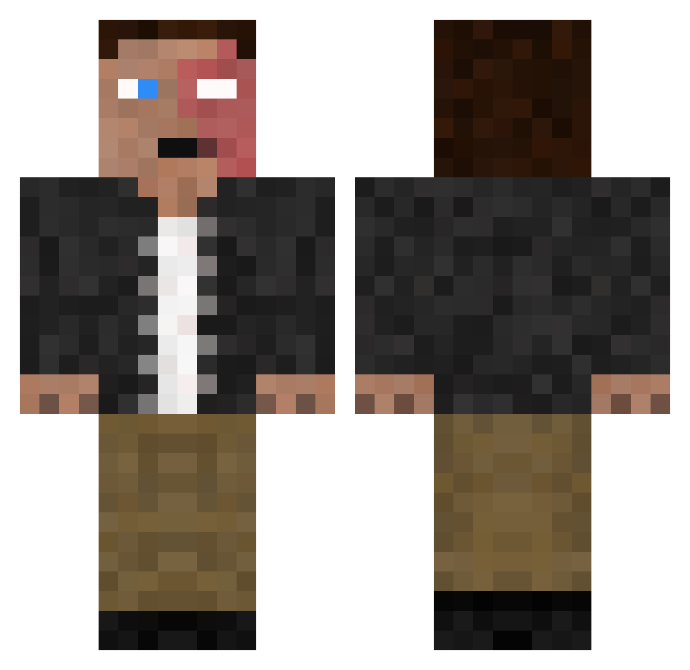 Commoned Minecraft skin, front and back view