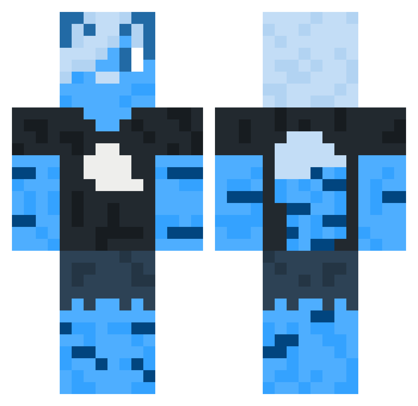 BlueTigress07 Minecraft skin, front and back view