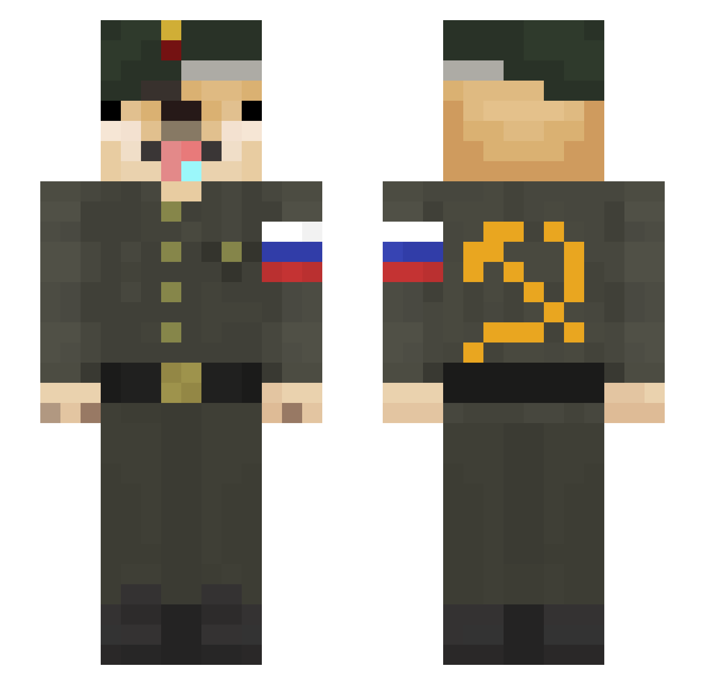 Hamefy Minecraft skin, front and back view