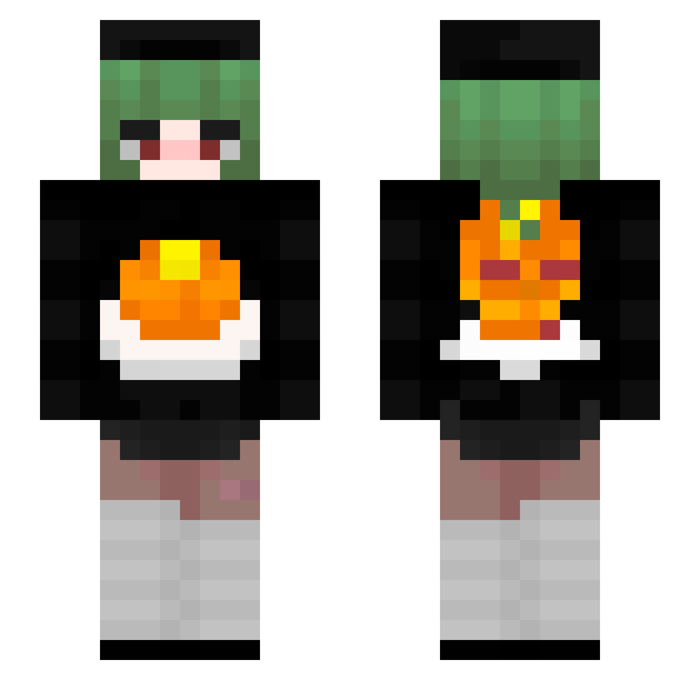 Wafflesin Minecraft skin, front and back view