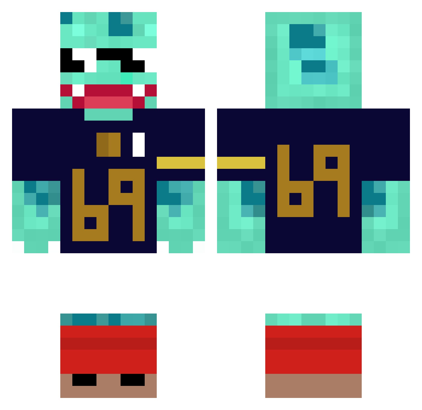 tbh1 Minecraft skin, front and back view