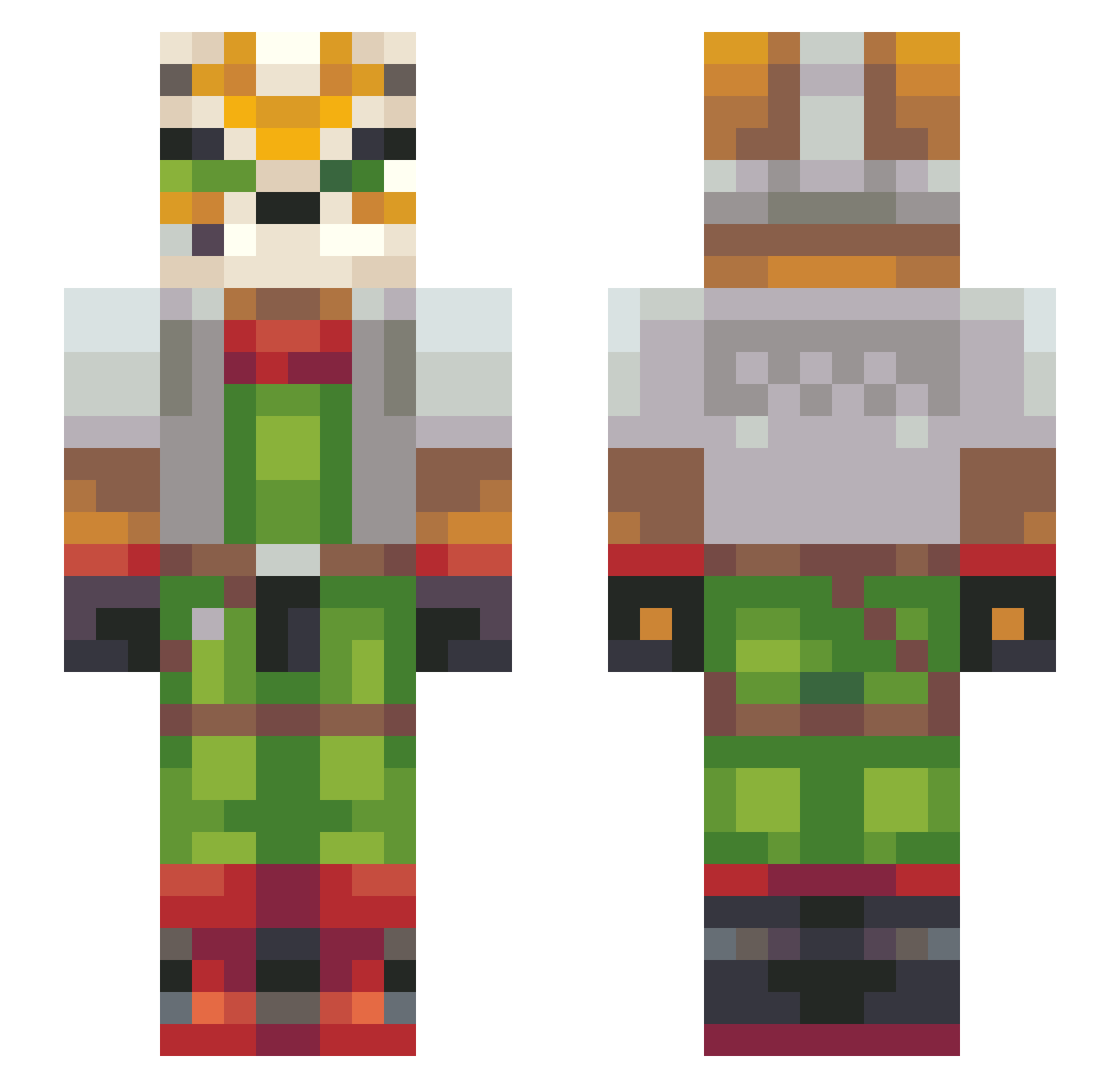 Rictussm Minecraft skin, front and back view
