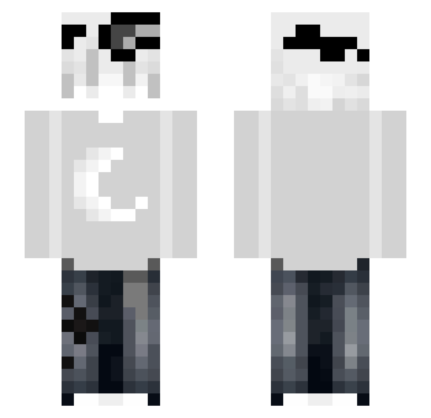 Yeti_Factories Minecraft skin, front and back view