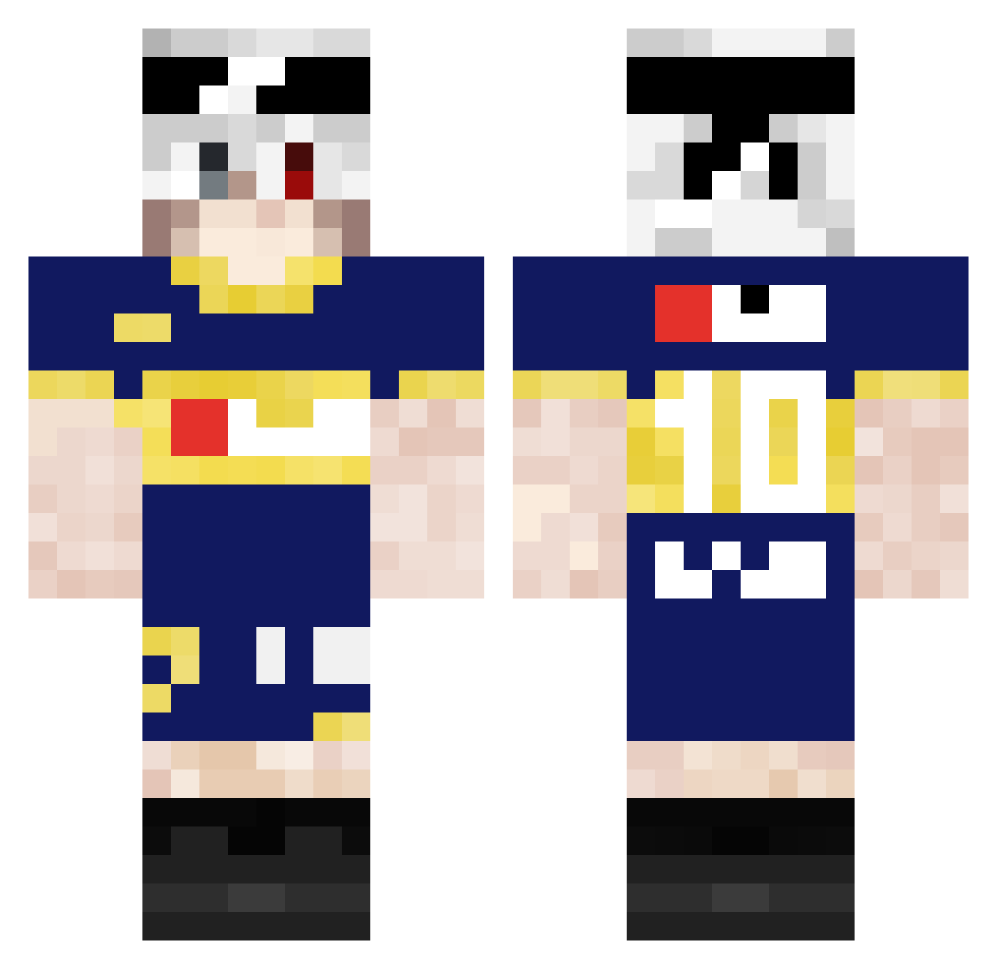BLUALSix Minecraft skin, front and back view
