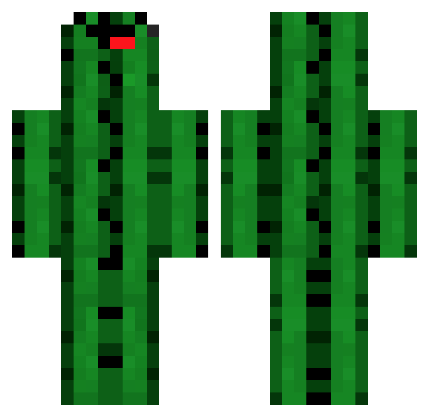 blockplaatser Minecraft skin, front and back view