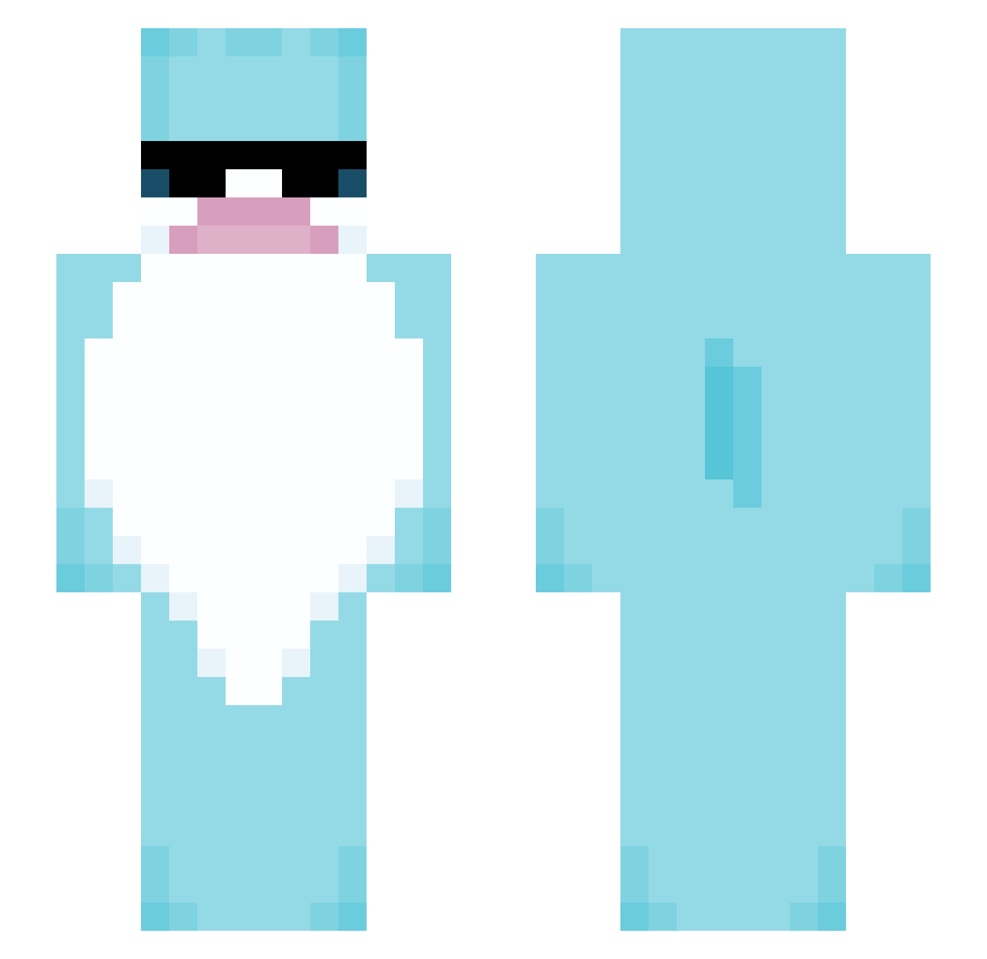 Pluhqw Minecraft skin, front and back view
