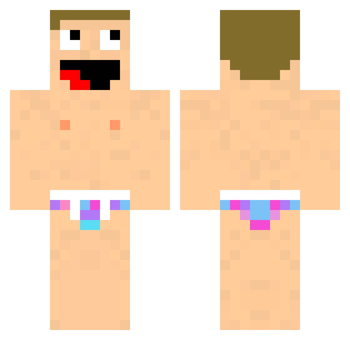 Unnameable Minecraft skin, front and back view