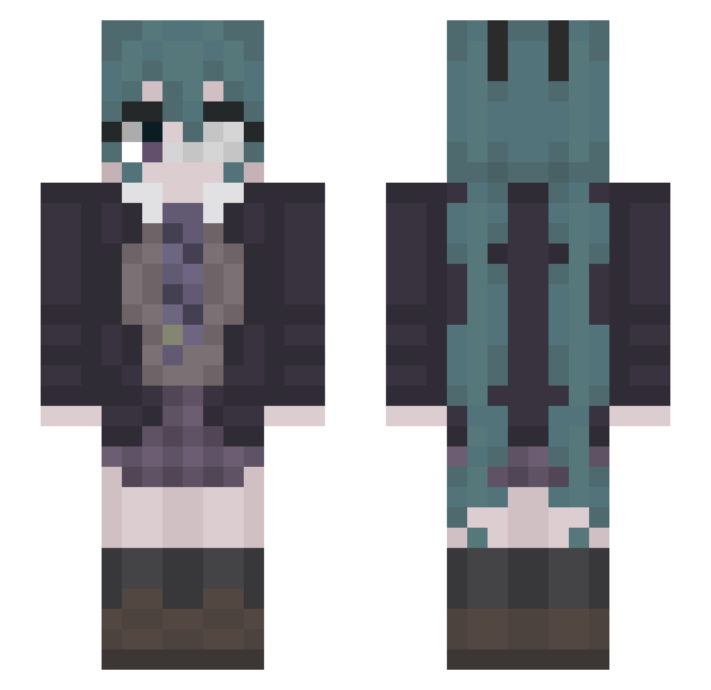 Karskk Minecraft skin, front and back view