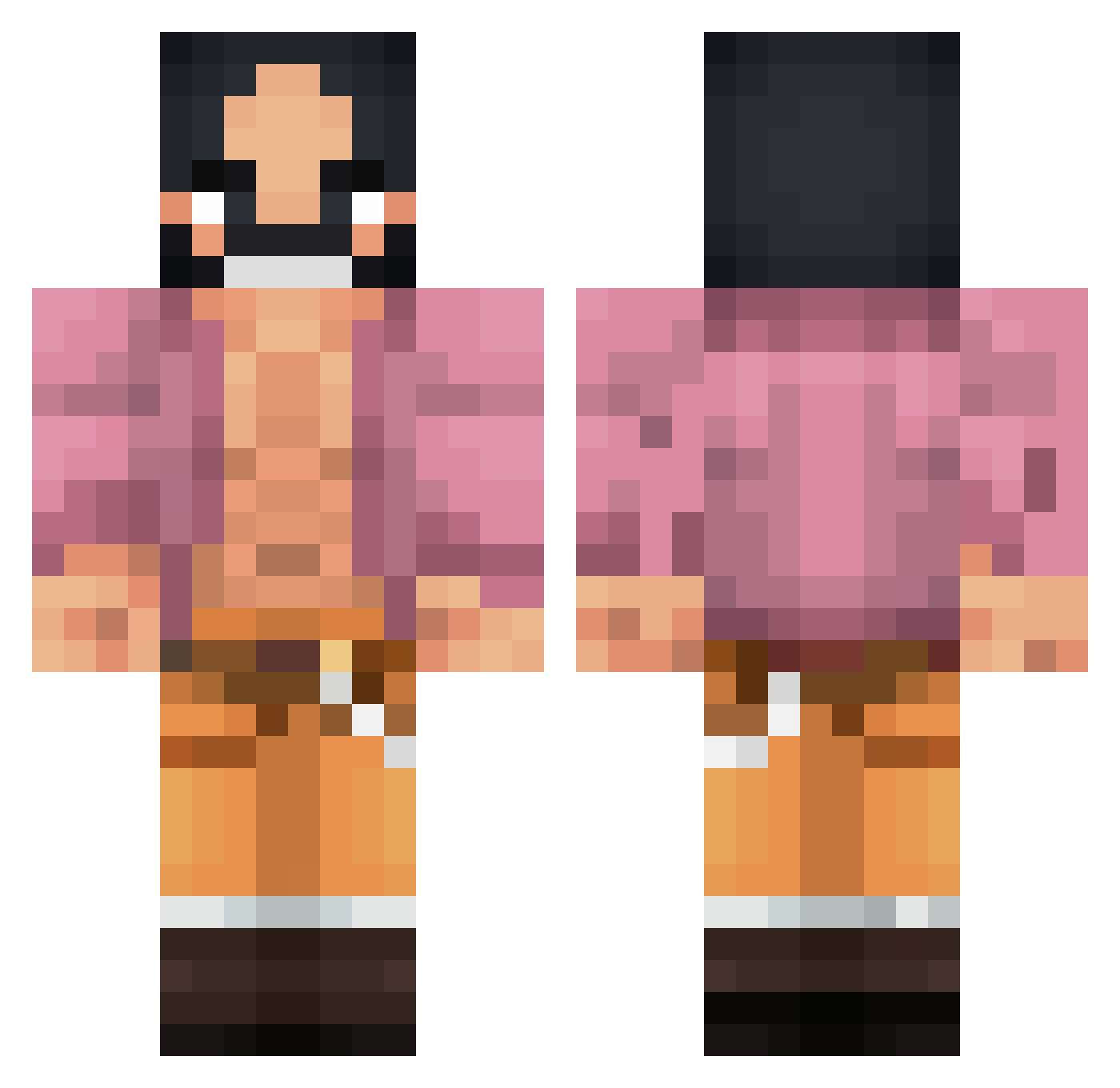vexiomen Minecraft skin, front and back view