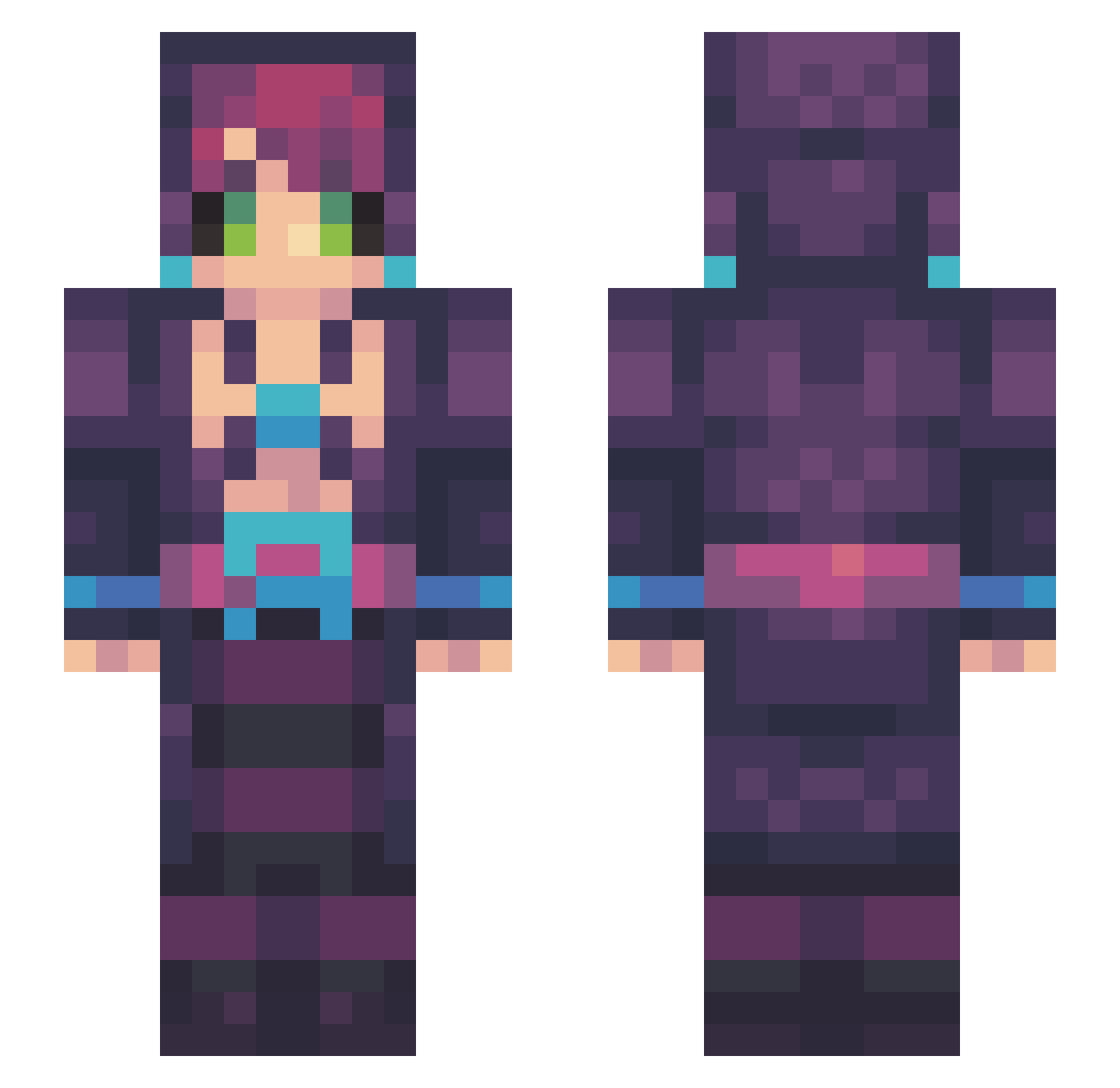 sub2pewdiepie6 Minecraft skin, front and back view