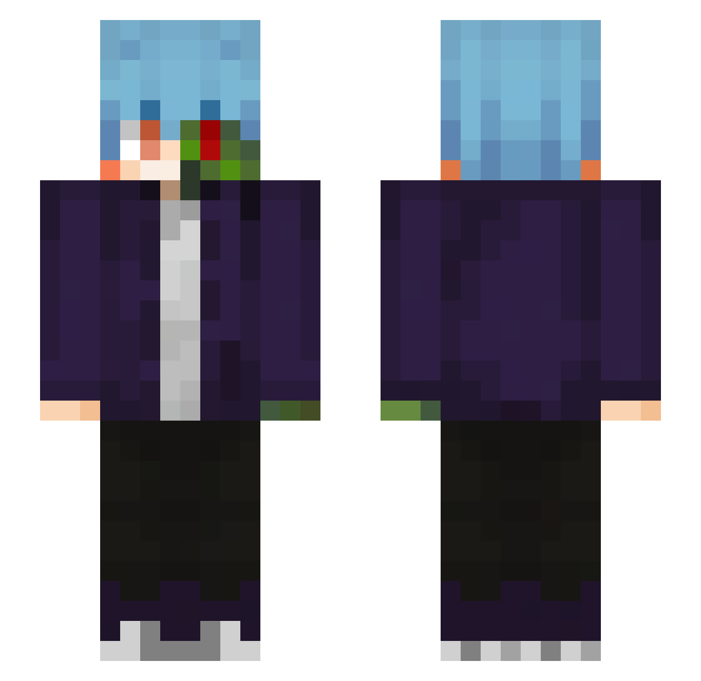 imDiN Minecraft skin, front and back view