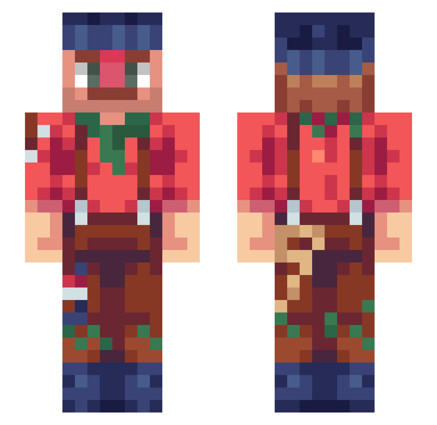 OddFacade Minecraft skin, front and back view