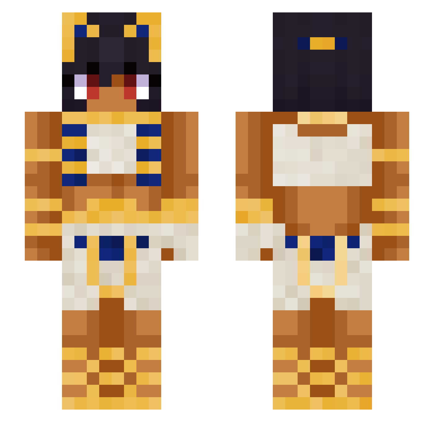 Blue_Aspect Minecraft skin, front and back view