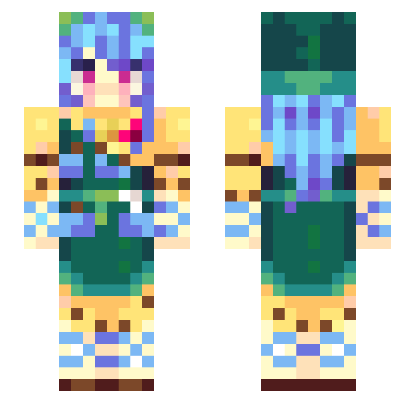 Plasticine Minecraft skin, front and back view