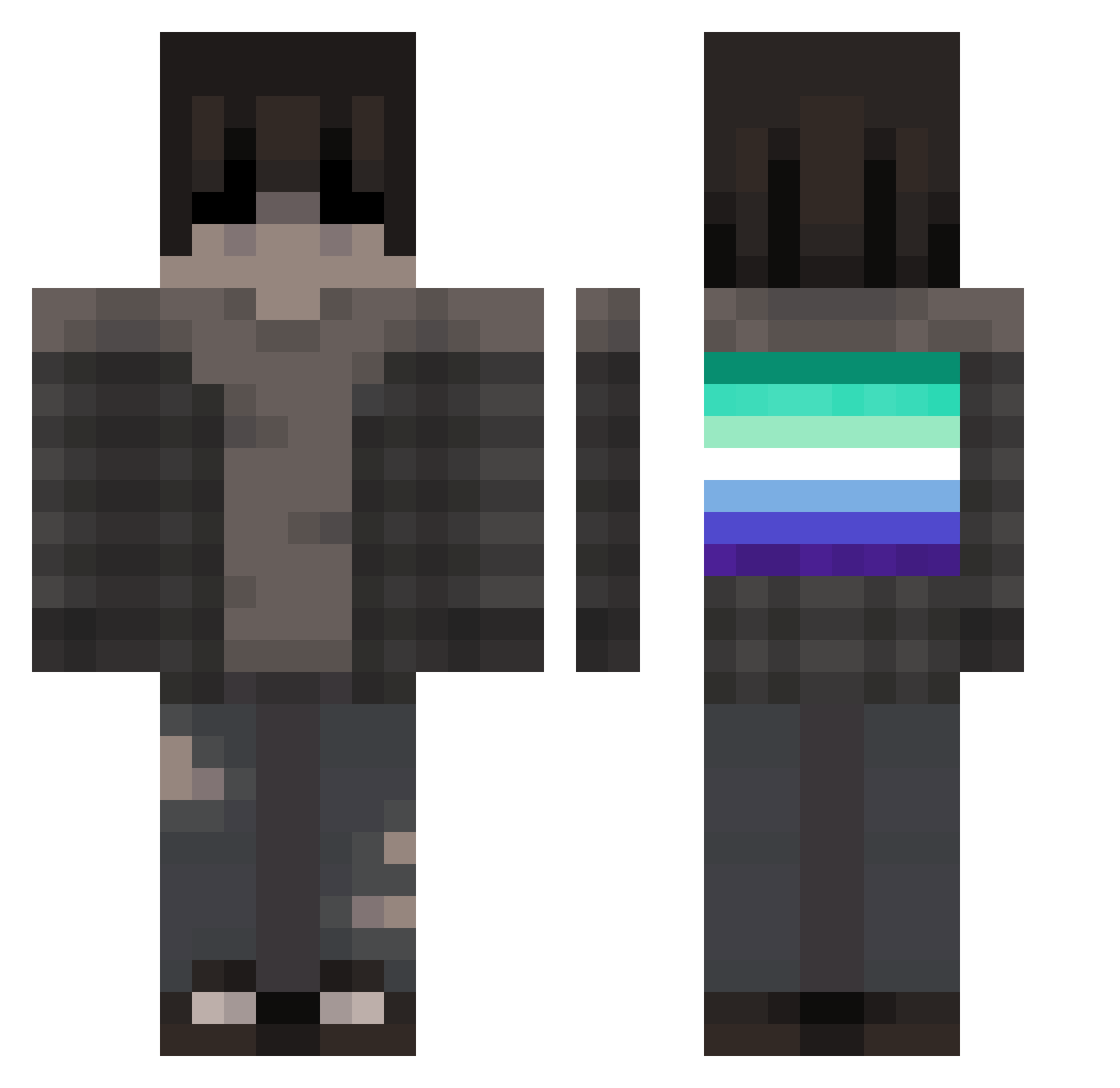 DvDivan Minecraft skin, front and back view