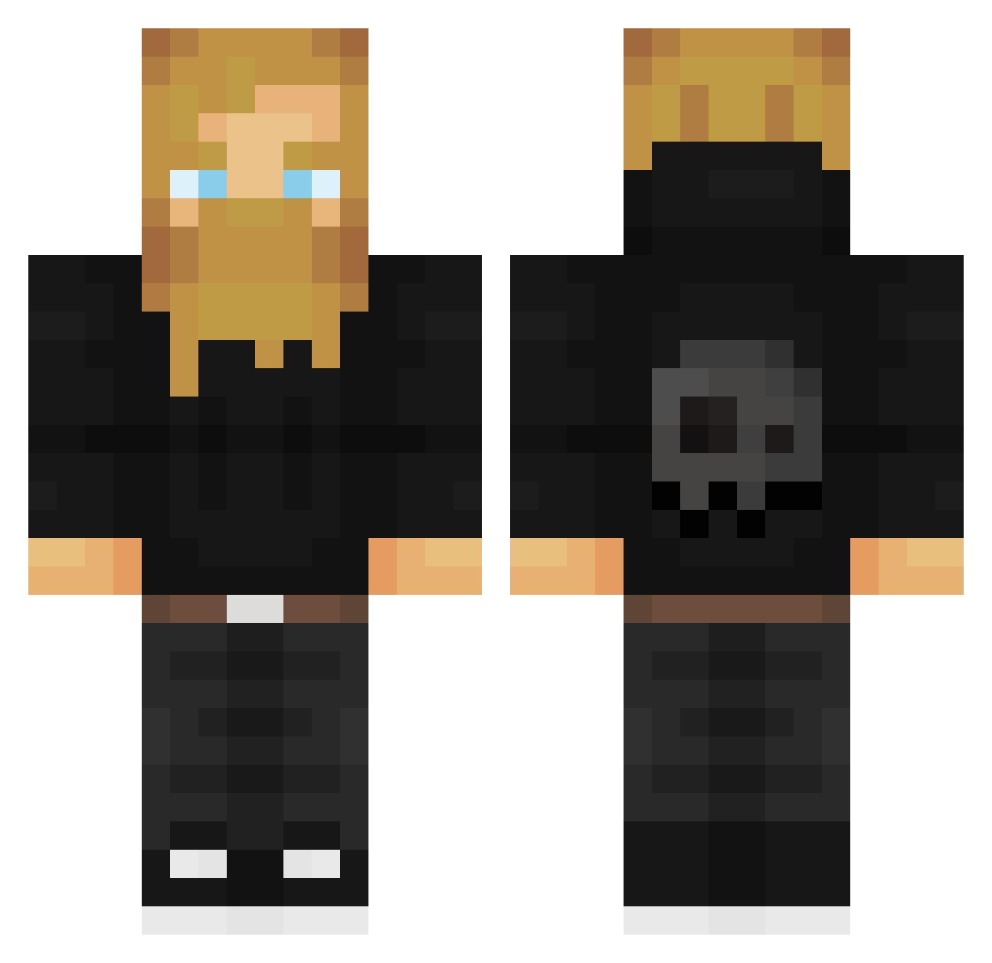 Buckrabbit Minecraft skin, front and back view