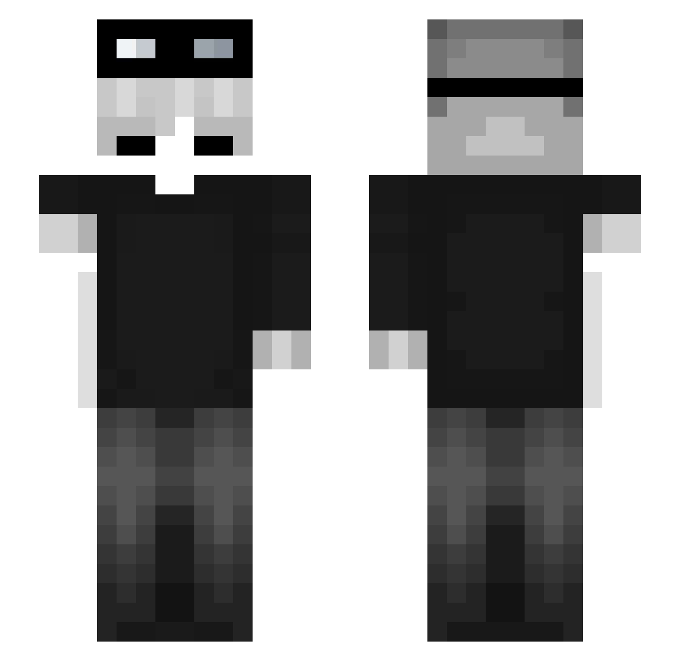 RobotStudioX Minecraft skin, front and back view