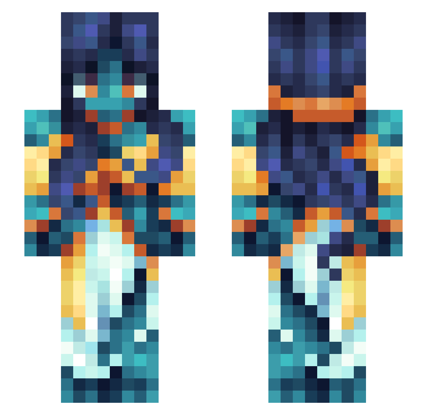 femcee Minecraft skin, front and back view