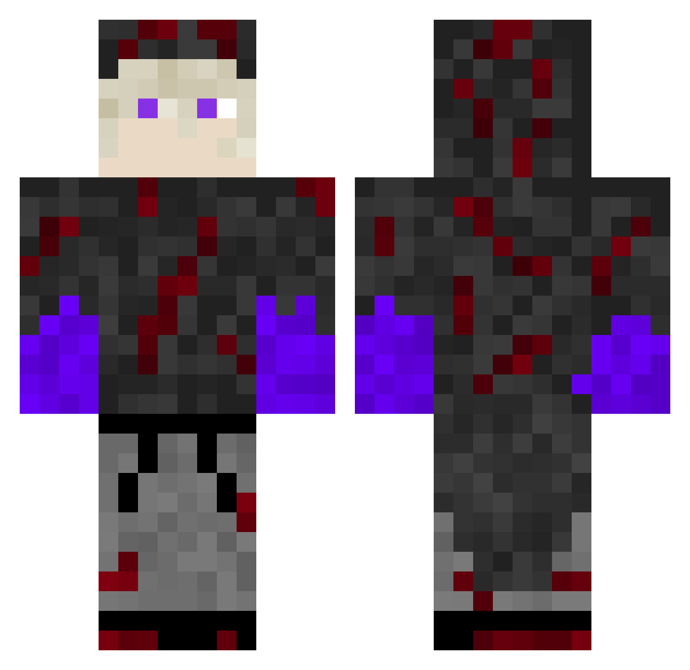 Jendaham Minecraft skin, front and back view