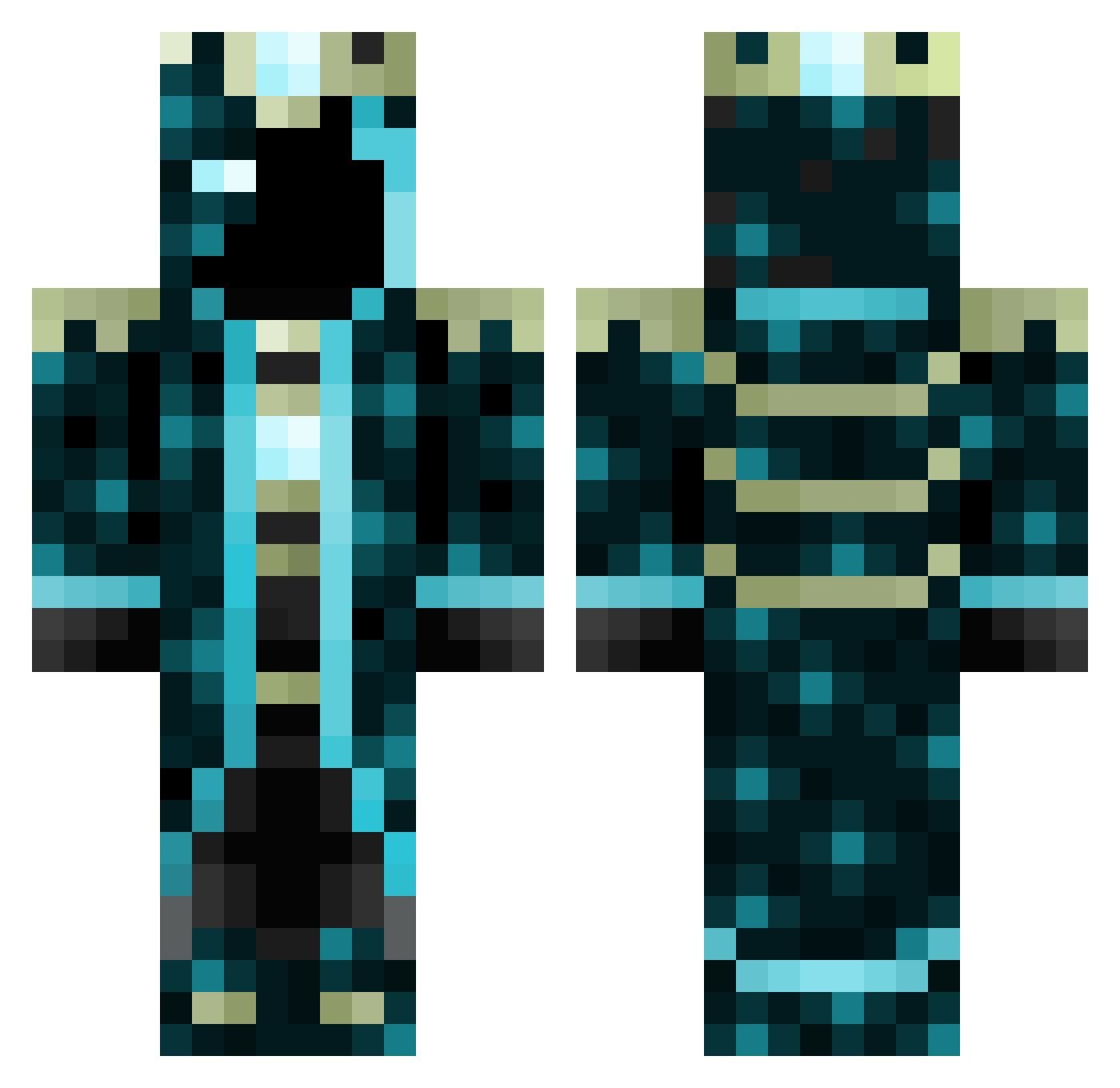 BarerCreeper Minecraft skin, front and back view