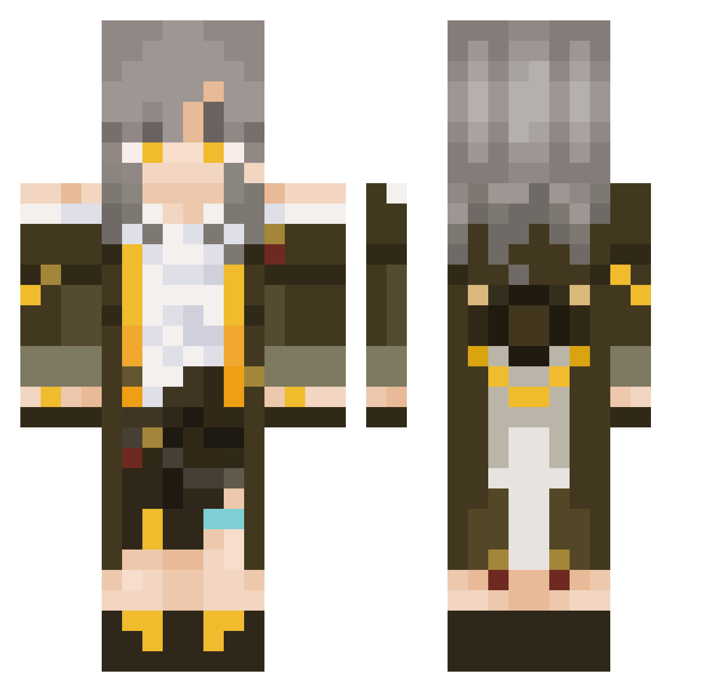 CrimsonFaunus Minecraft skin, front and back view