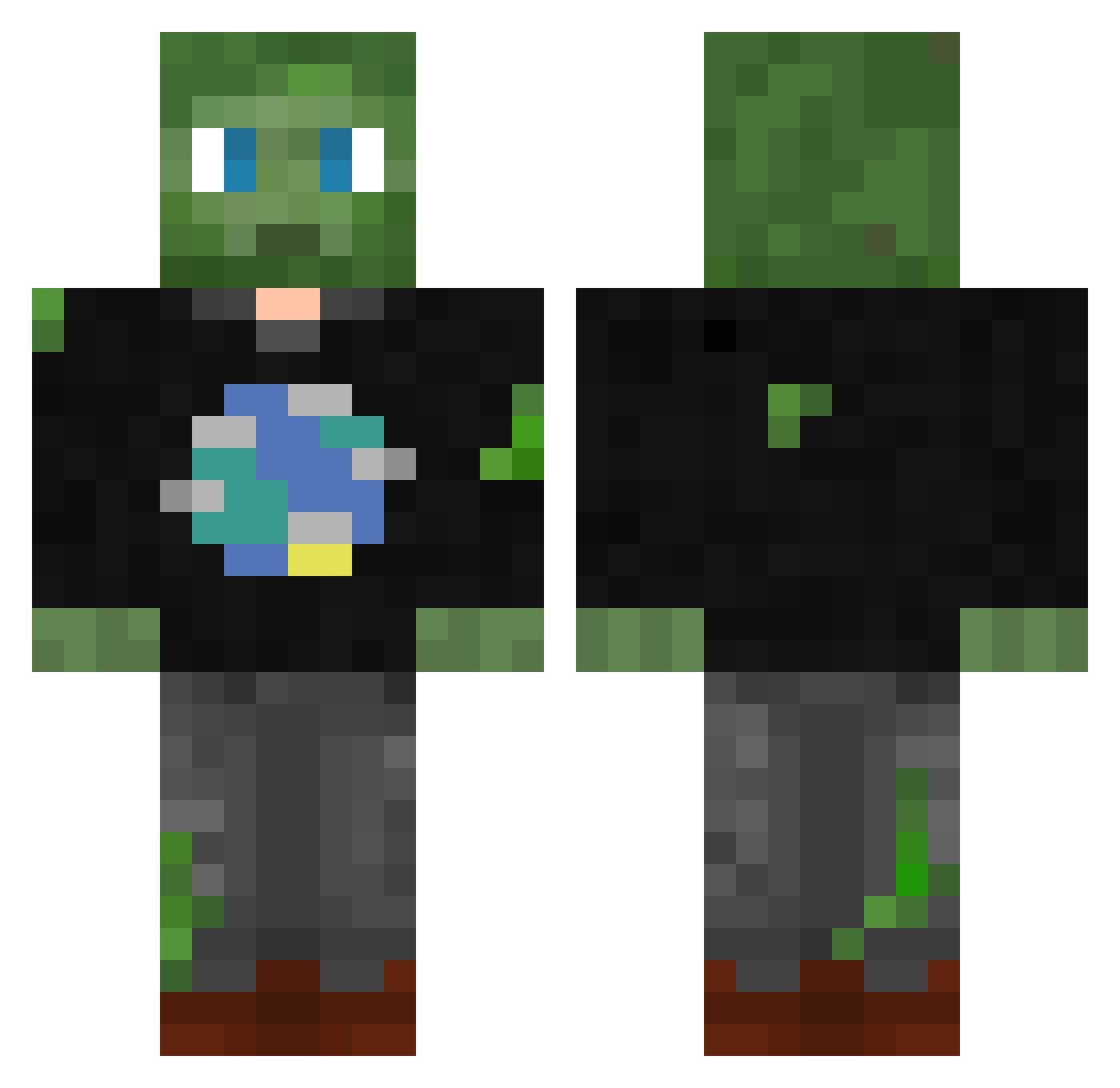 Fredocoaster Minecraft skin, front and back view