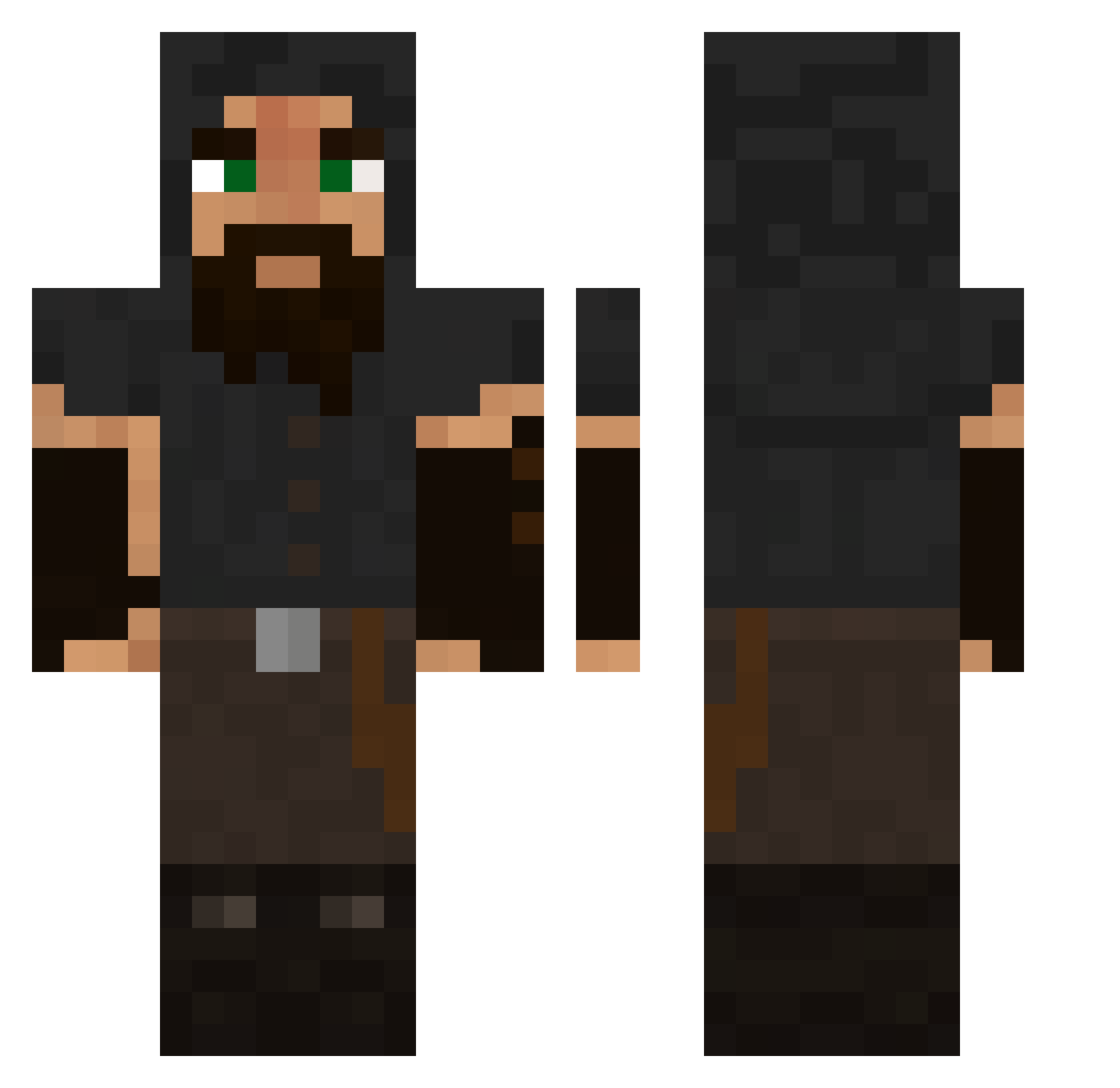 Zioxom Minecraft skin, front and back view