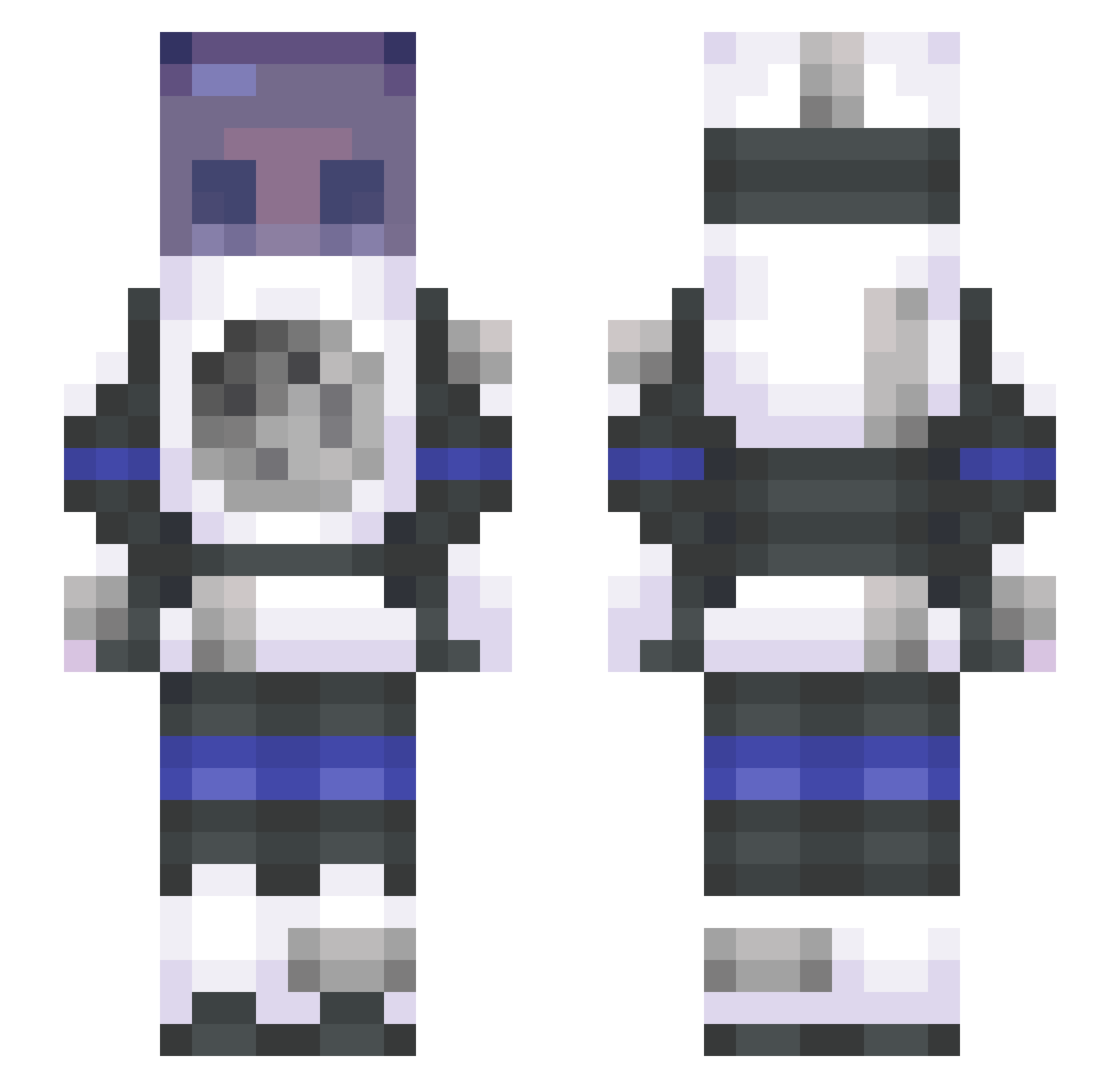 Jaxtronaut Minecraft skin, front and back view