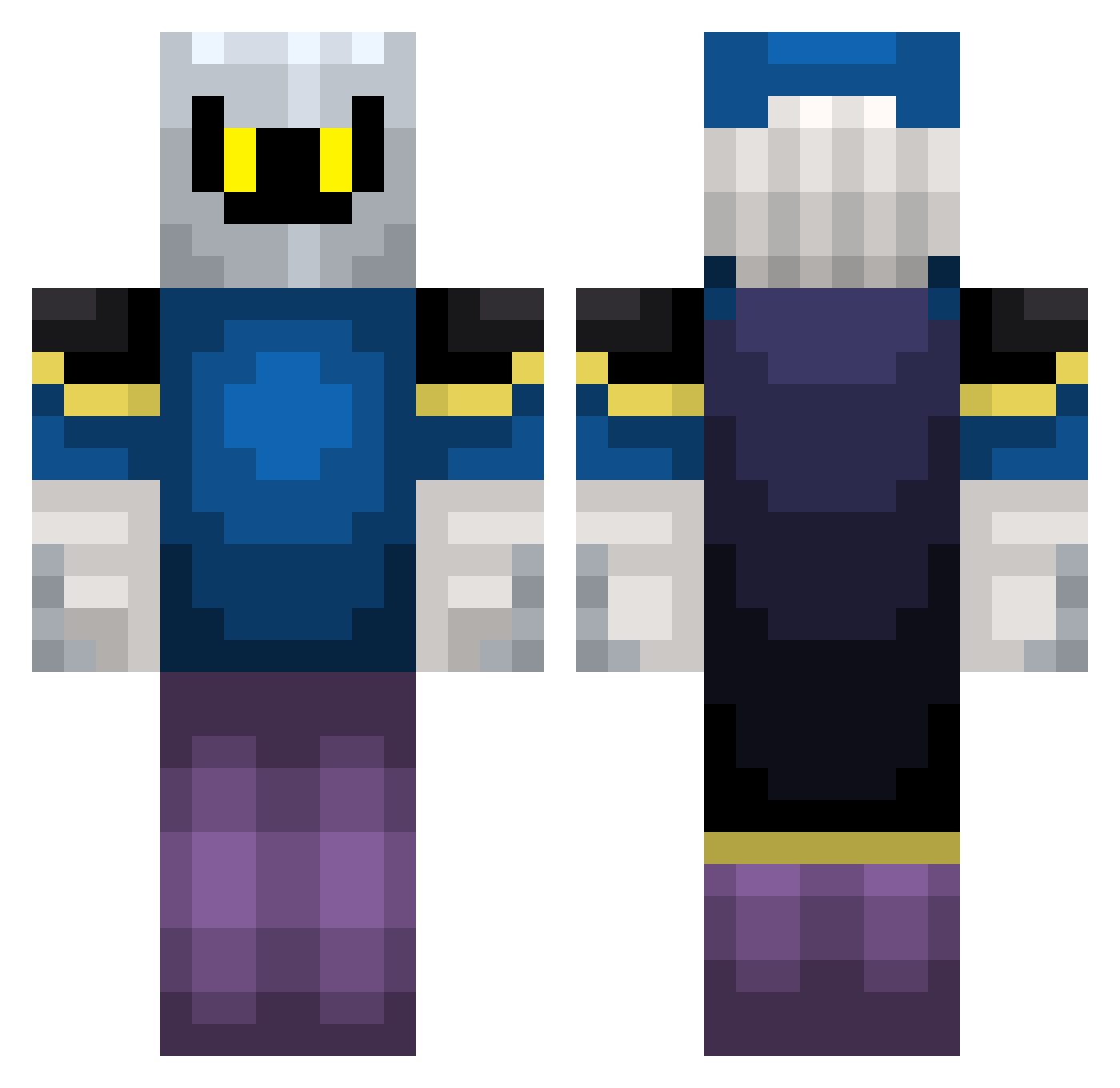 Papacooks Minecraft skin, front and back view