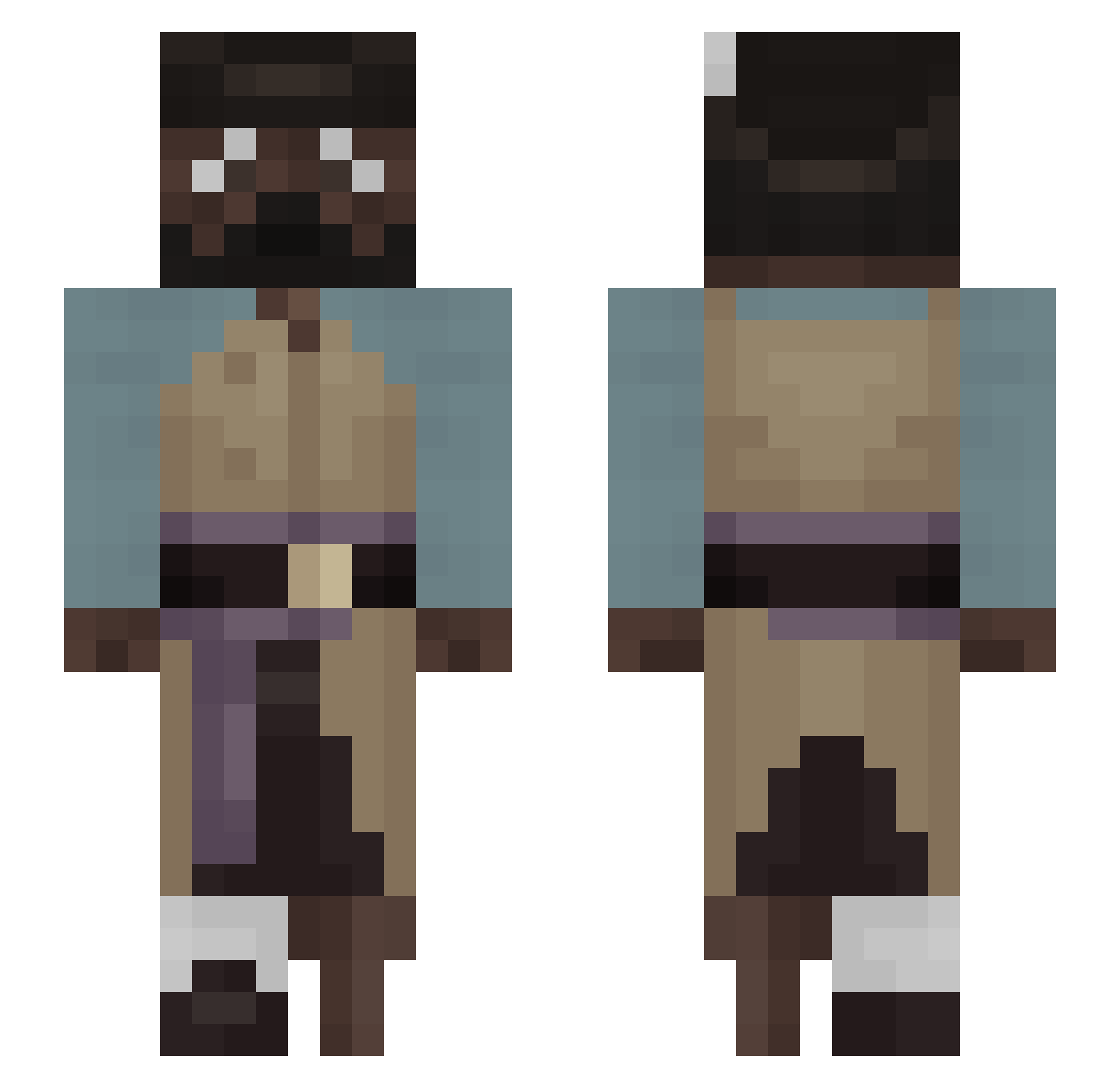 CaptainClarkroom Minecraft skin, front and back view
