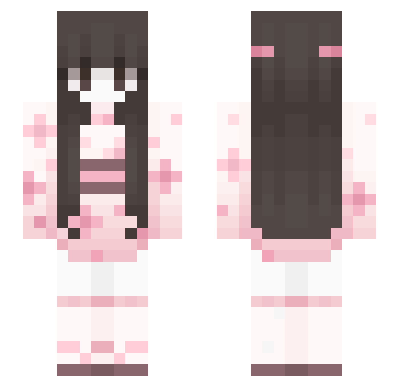 JustinaXo Minecraft skin, front and back view