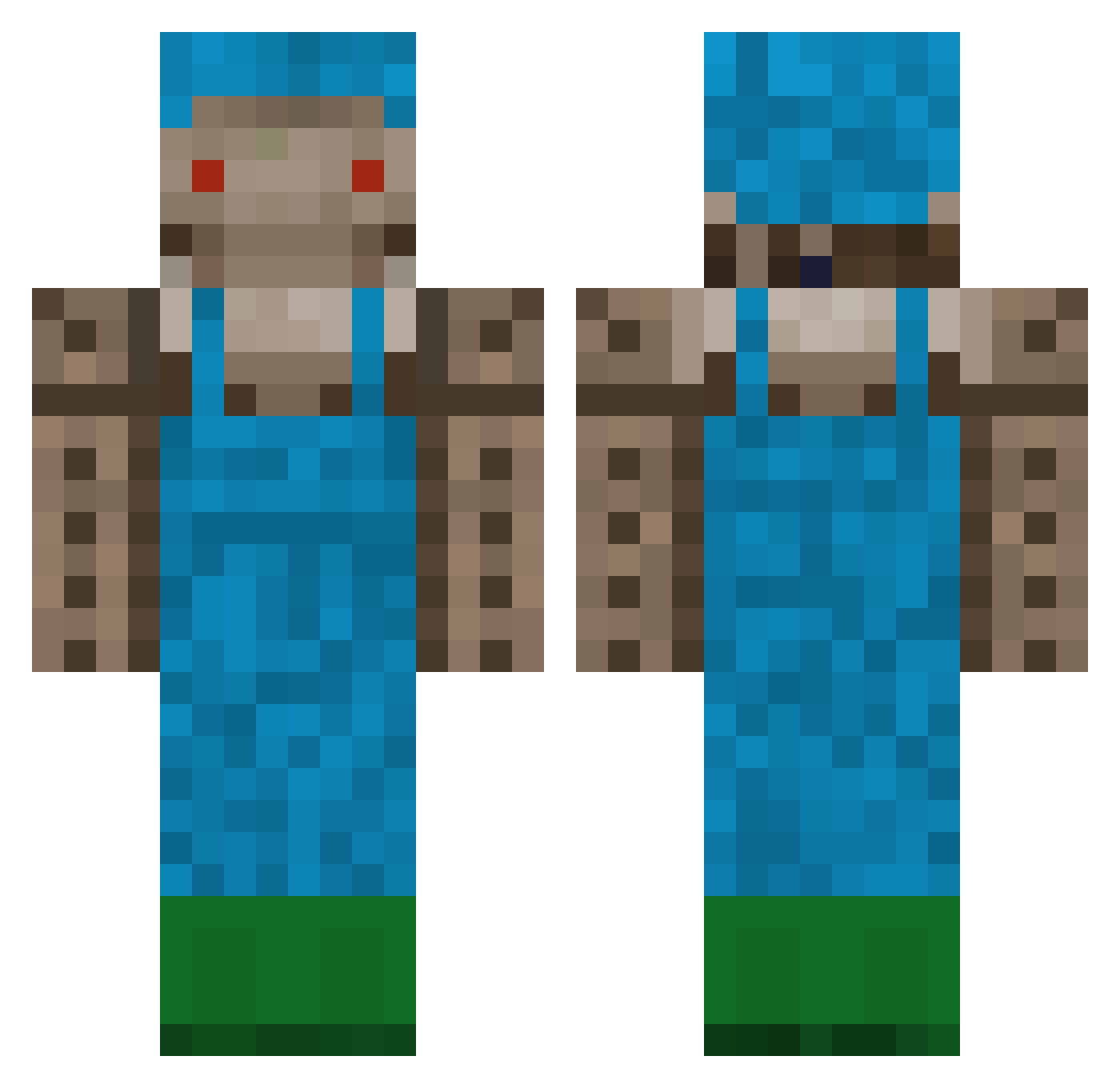 Chaunceys Minecraft skin, front and back view