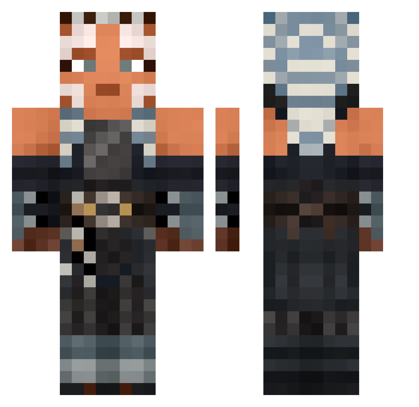 Raigus Minecraft skin, front and back view