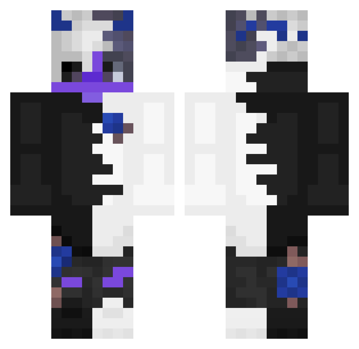 Noscurio Minecraft skin, front and back view