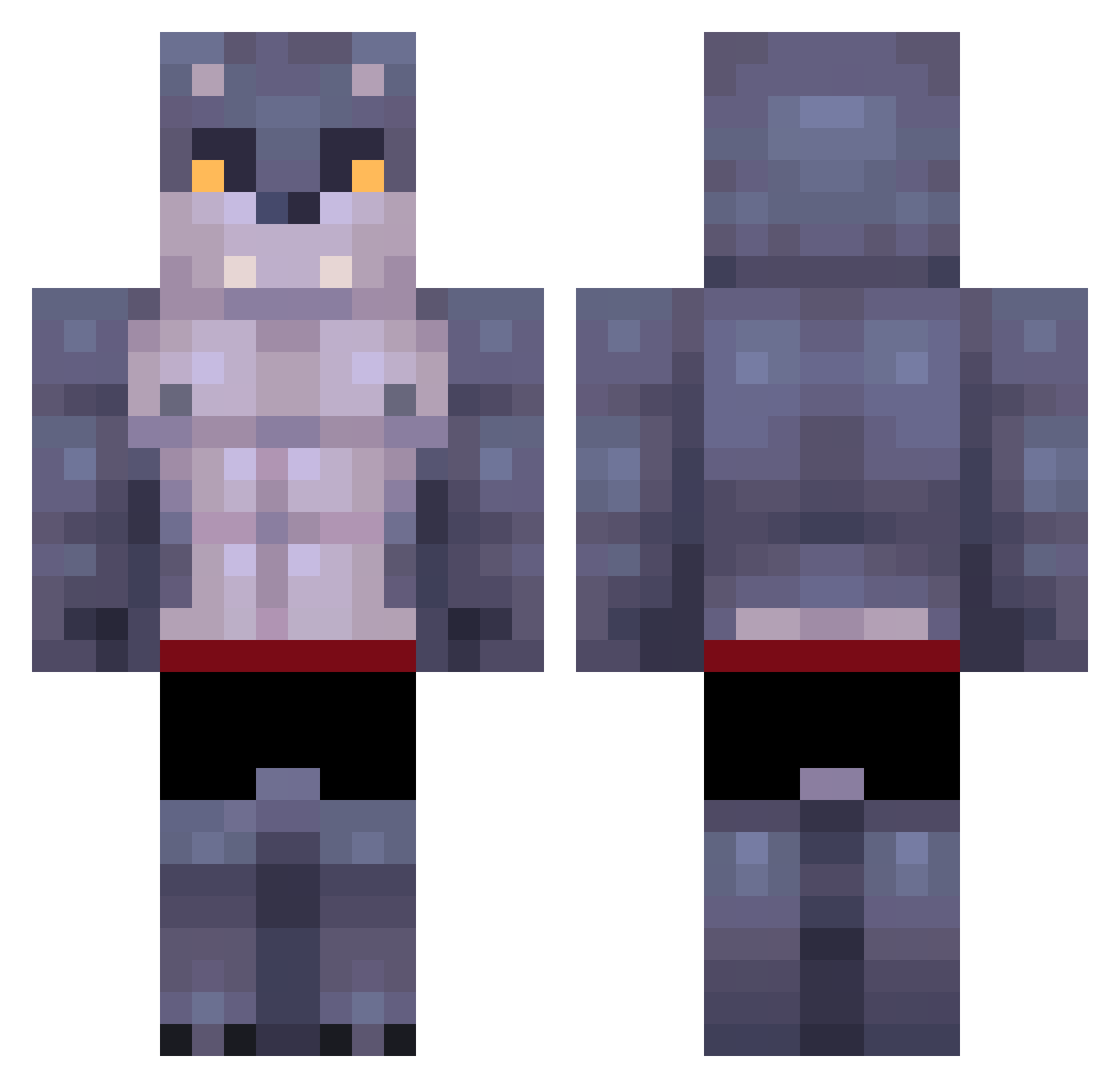 PotFriendClap Minecraft skin, front and back view