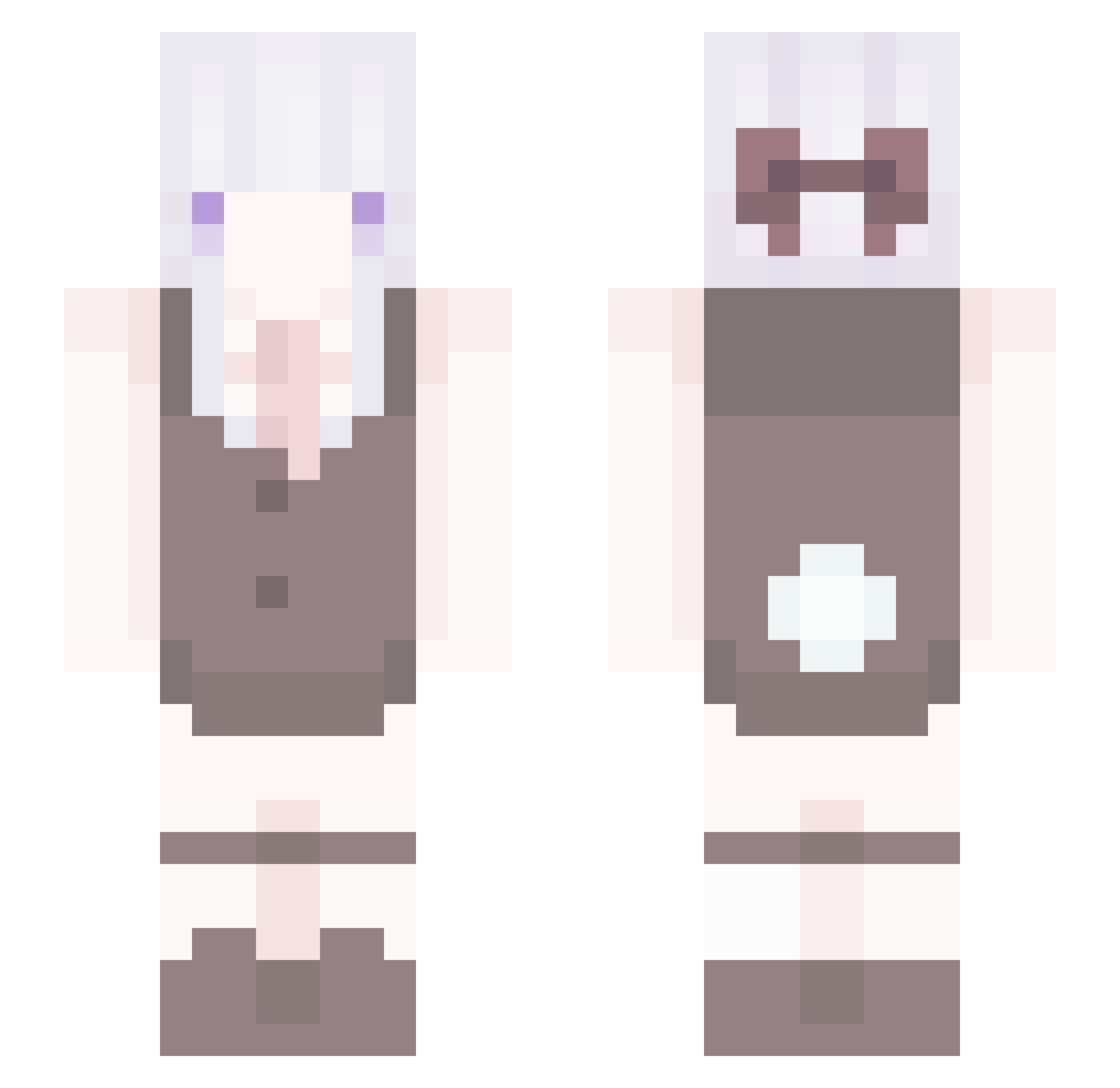 NymgelicX3 Minecraft skin, front and back view
