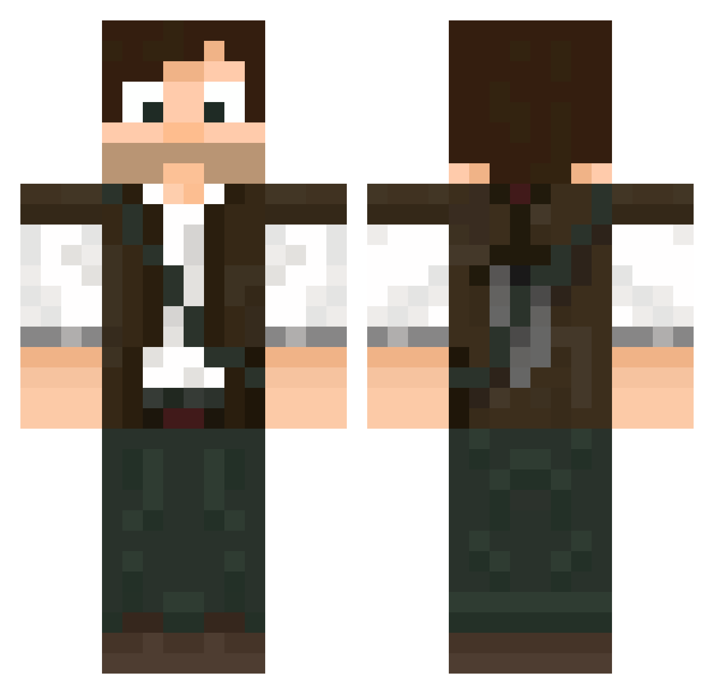Overruled Minecraft skin, front and back view
