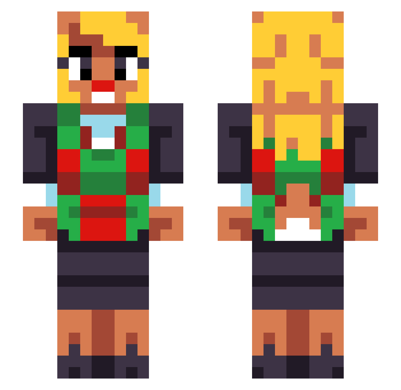 RoseTheGirlDoe Minecraft skin, front and back view
