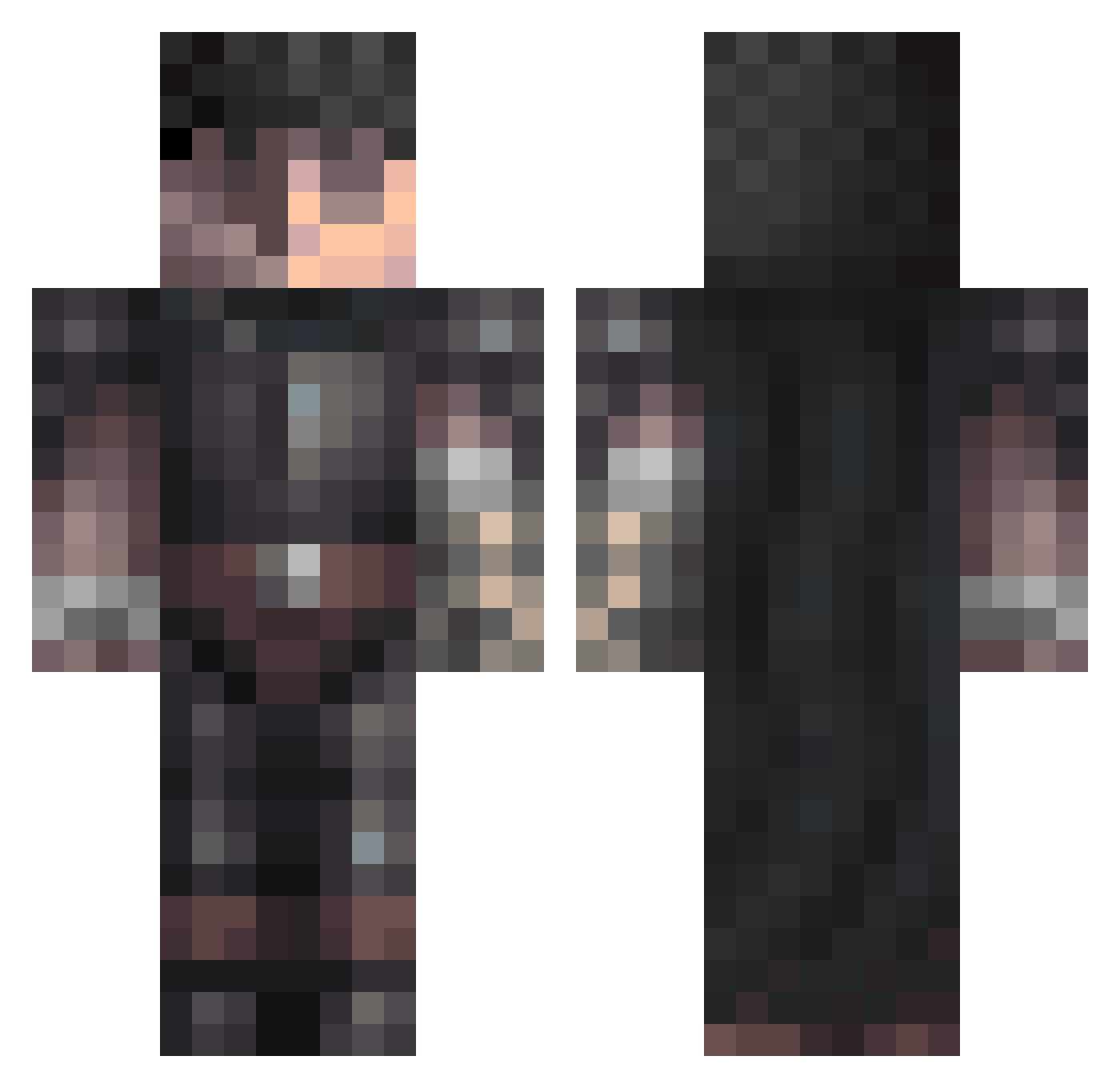 Kovust Minecraft skin, front and back view