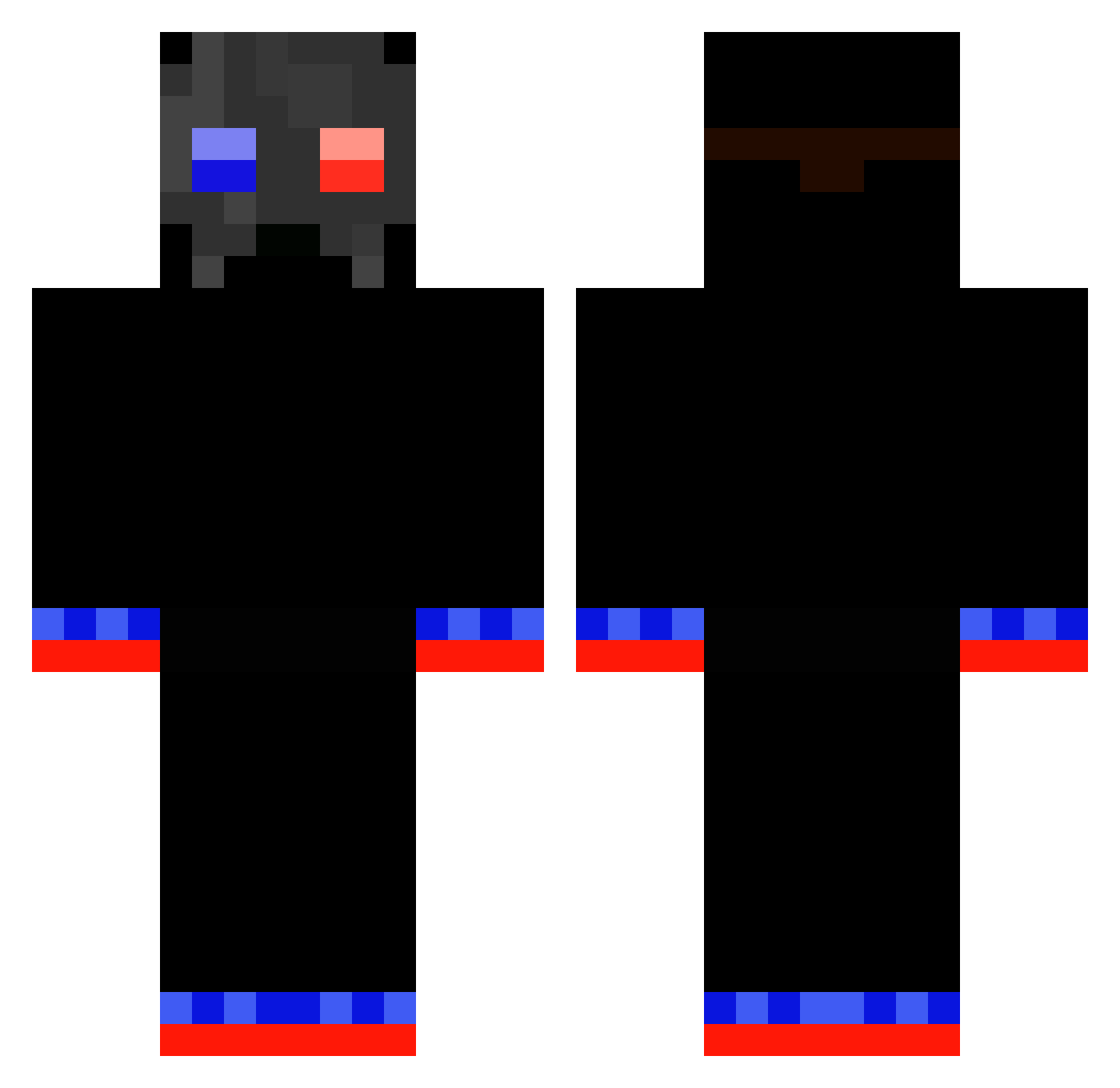 bumped Minecraft skin, front and back view