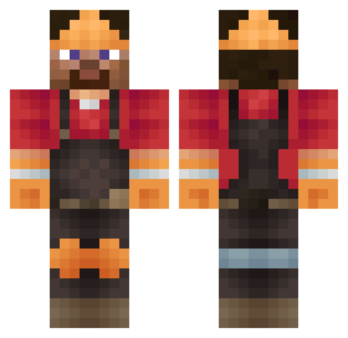 sizzlet Minecraft skin, front and back view
