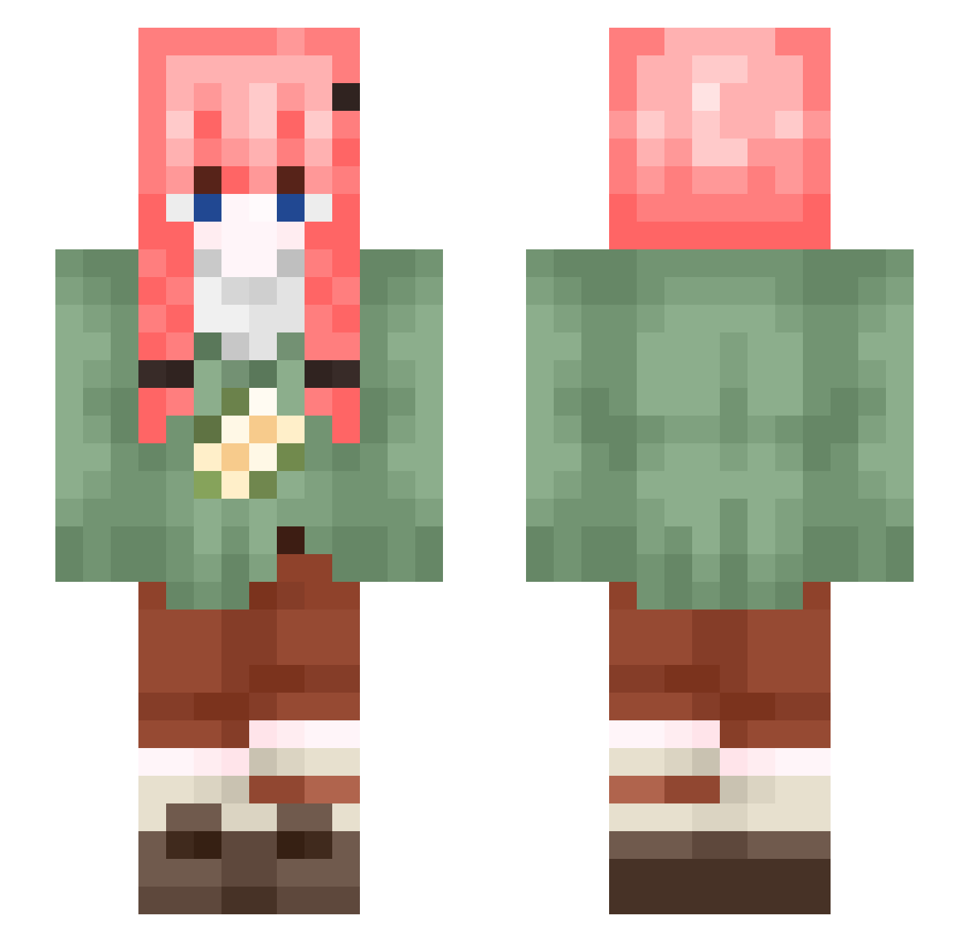 flxSoso Minecraft skin, front and back view